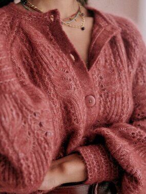 Sezane Alma Cardigan, M, Rosewood